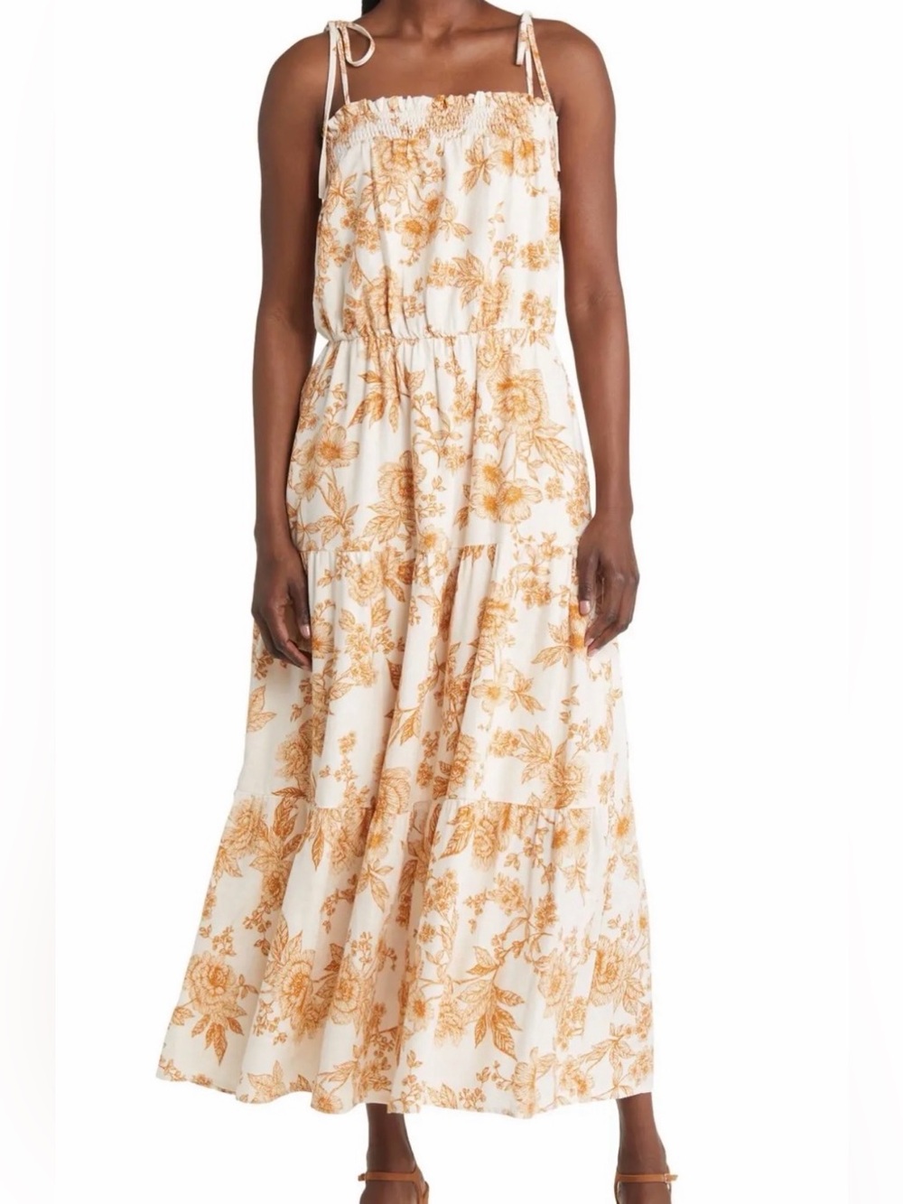 LOST + WANDER Nightfall Floral Tie Strap Maxi Dress with Pockets